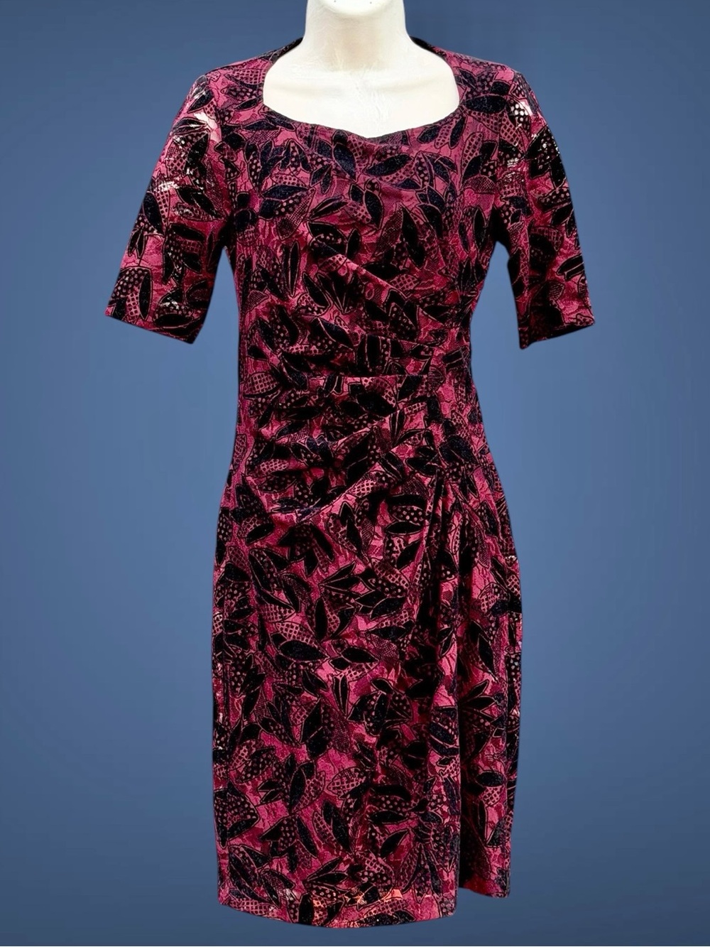 Maeve Pink and Black Printed Midi Dress